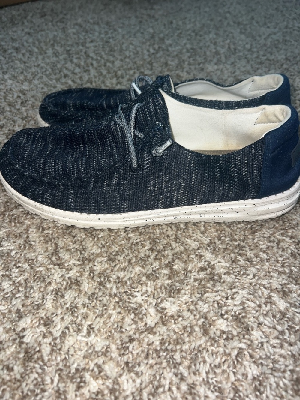 Hey Dude Wendy Sox Slip-Ons — Navy Knit with Speckled White Sole - Women’s 10 - Picture 4 of 14
